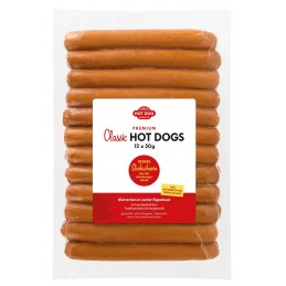 12 Saucisses Hot Dogs 50g au porc ("cochon de paille")  51032 Saucisses Hot Dog