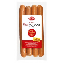 4 Saucisses Hot Dogs "classic" 50g "cochon de paille" porc  51005 Saucisses Hot Dog