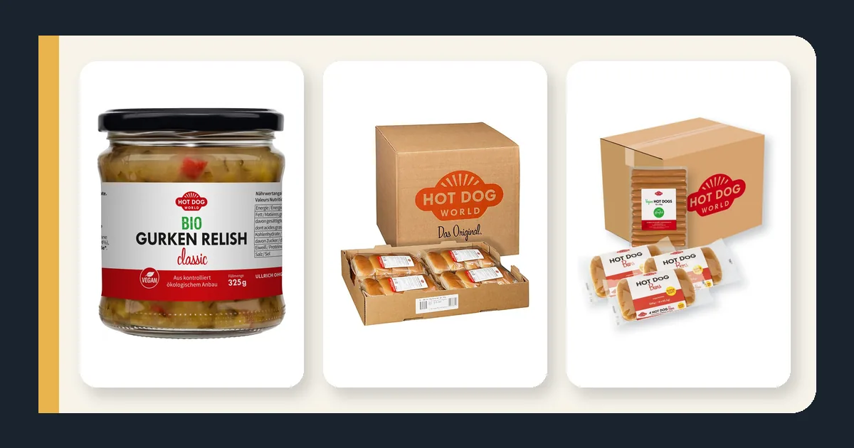 Sélection de produits du catalogue Hot Dog World pour catalogue tarifs hot dog pro