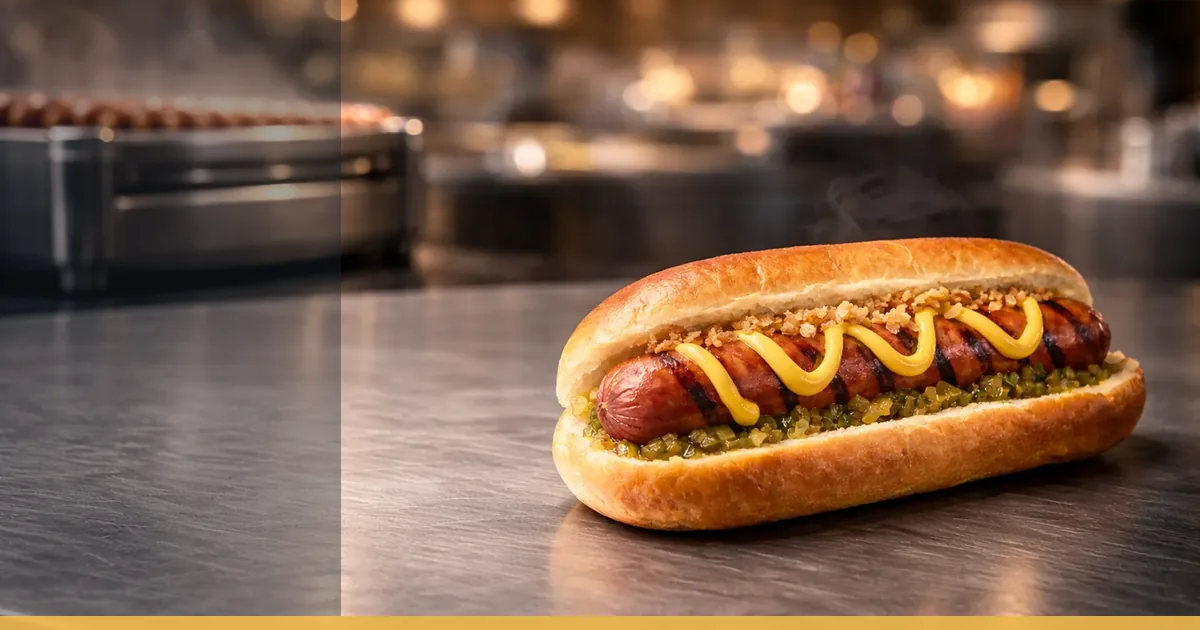 Hot-dog présenté dans l'univers professionnel Hot Dog World