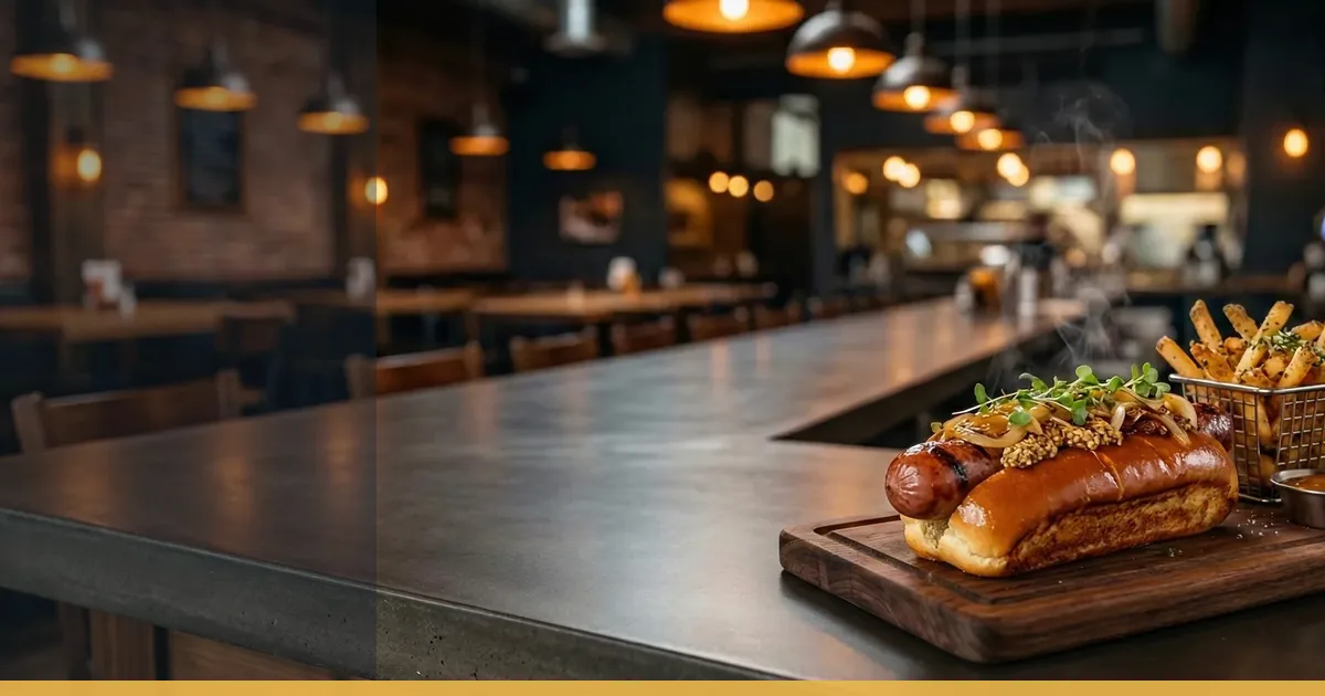 Hot-dog et accompagnement dans un contexte de restauration professionnelle